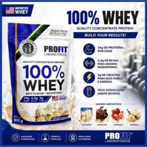 100% Whey Quality Concentrate Protein Refil 900g - Profit Sabor Leite Niño - Imagem 5