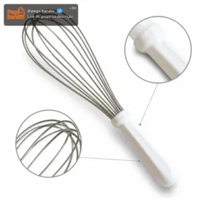 Fuê Fouet Batedor De Ovos Profissional 30cm Inox Cabo Branco - Imagem 1
