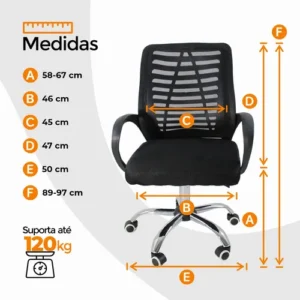 Cadeira De Escritório Esteirinha Mesh Giratória E Ergonômica - Imagem 5