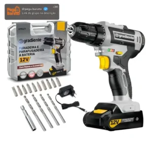 Parafusadeira Furadeira Sem Fio Bateria 3/8 12v Bivolt Para Madeira Metal Gradiente 110v/220v - Imagem 1