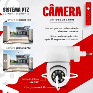 Câmera De Segurança Full Hd Visão Noturna Tomada 360° Wi-Fi Ip Monitoramento Interno Conexão Sem Fio Controle App Smartphone Vigilância Residencial Branca Nixzen - Imagem 7
