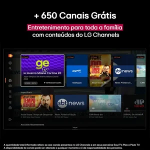 Smart TV 4K 86" LG QNED73 Portal de Games Processador AI α7 Ger8 4K Super Upscaling Google Cast Integrado Controle AI Magic WebOS 25 Modo Esportes Alerta de Esportes - Imagem 7