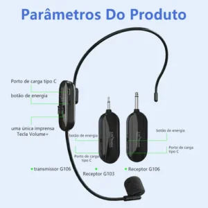 Microfone Sem Fio Headset Aula Conferencia Professor Show - Imagem 3