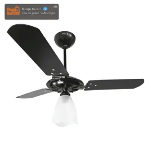 Ventilador de Teto Ventex Yris Preto Com Luz Pás Reversíveis - Imagem 1