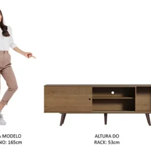 Rack Madesa Dubai Para Tv Até 65 Polegadas Com Pés Rustic - Imagem 8