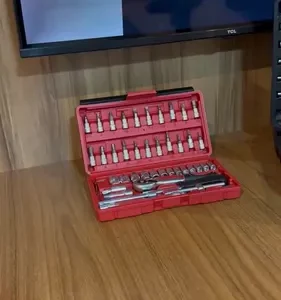 Parafusadeira Furadeira De Impacto 2 Baterias + Kit 46 Peças - Imagem 2