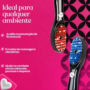 Escova Massageadora Terapêutica Capilar 4 Em 1 Led Cabelo - Imagem 9