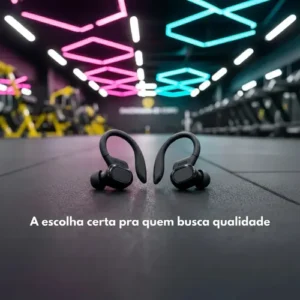 Fone Bluetooth 5.3 Tws Sem Fio Esportivo Compatível Com iPhone Samsung Xiaomi Motorola Com Gancho Premium KAPBOM Preto - Imagem 3