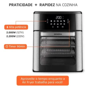 Fritadeira Air Fryer Forno Oven 12L, Mondial, 2200W - AFON-12L-BI - Imagem 8