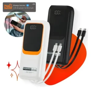 Carregador Portátil Power Bank Turbo 20000mah 22.5w Universal Para iPhone Samsung Motorlola Xiaomi Com Display Digital Preto ou Branco- Hardline - Imagem 1