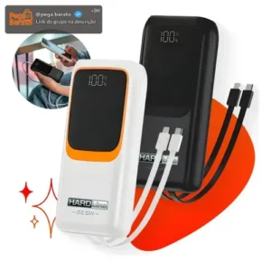 Carregador Portátil Power Bank Turbo 20000mah 22.5w Universal Para iPhone Samsung Motorlola Xiaomi Com Display Digital Preto ou Branco- Hardline - Imagem 1