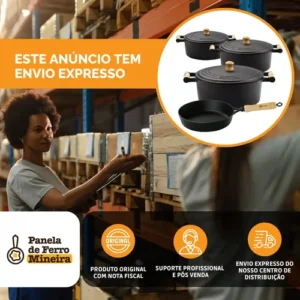Jogo De Panelas Caçarolas De Ferro 16 18 22 E Frigideira 22 - Imagem 11