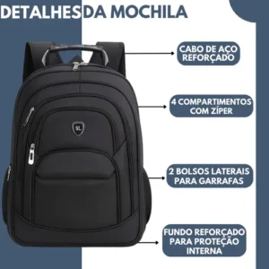 Mochila Masculina Impermeável Reforçada Aço Escola Notebook - Imagem 5