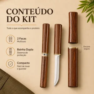 Faca Dupla Multiuso Com Bainha Afiada Pesca Camping Trilha - Imagem 5