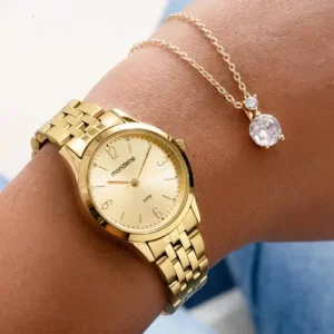Kit Relógio Mondaine Pequeno Dourado E Colar De Cristal 32720lpmkde1k1 - Imagem 4