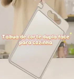 Tabua De Corte Para Cozinha Dupla Face Corte Inox E Palha - Imagem 2