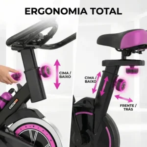 Bicicleta Ergométrica Bike Spinning Garrafa 6kg Sensação Inércia Com Medidor Cardíaco Fitness Preto e Rosa Sevenfit Para Cardio E Musculação - Imagem 7