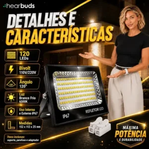 Kit 2 Refletores Led Smd Holofote 500w Ip67 Carcaça Preta Luz Branco Frio 6500k Bivolt Econômico Decorativo - Imagem 5