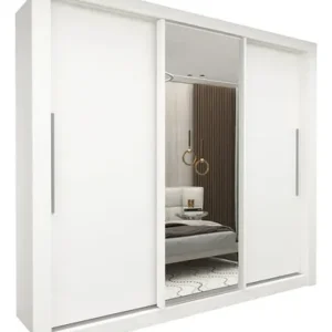 Guarda-roupa Casal Branco 3 Portas Corrediça Espelhada Milão MDF Yescasa - Imagem 2