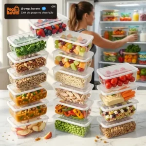 Kit 20 Potes 500 Ml Transparente Marmita Fitness Bpa Free Reutilizável Tampa Hermética Micro E Freezer Ponte Lar Utilidades - Imagem 1