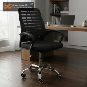 Cadeira Giratória Executiva Mesh Masterchair Preta Altura Ajustável Escritório 119kg - Imagem 1