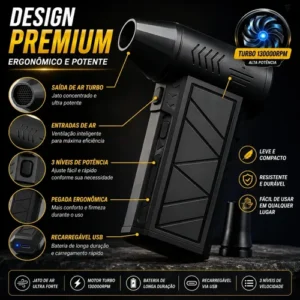 Mini Ventilador Soprador Ar Turbo 130000rpm Sem Fio Recarregável Usb 3 Níveis Jato Forte Portátil Multiuso Limpeza Teclado Carro Acende Churrasqueira Marca Davely - Imagem 5