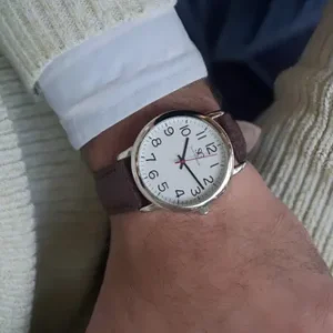 Relógio Masculino Chrowl Prateado Saint Germain Correia De Couro Marrom Caixa Prateada Fundo Branco 40mm Elegante Clássico - Imagem 8