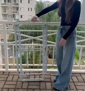 Varal De Chão Abas Slim Dobrável Retrátil Aço Reforçado Mor - Imagem 2
