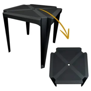 Jr Plasticos Kit Mesa Plástico Quadrada Preta com 4 Cadeiras Bistrô 70cm - Imagem 5