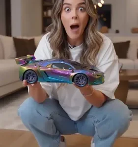 Carrinho Controle Remoto Recarregável Grande Solta Fumaça Luzes Farol Esportivo Cor Metalizado Led Drift Hyper Atacarejo Kids - Imagem 13