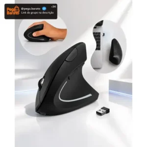 Mouse Vertical Ergonômico Recarregável Sem Fio Bluetooth Led Usb 2.4g 1600 Dpi Silencioso Portátil - Imagem 1