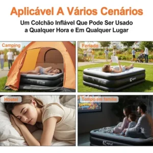 Colchão Inflável Queen Nepul Duplo Com 2 Travesseiro Inflável NE-999 cor Cinza - Imagem 8