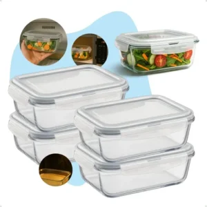 Kit 4 Potes Vidro 1040ml Hermético Marmita Forno Refratário - Imagem 9