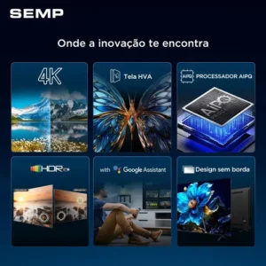 Semp Smart 4k 43 S62 Google Tv Wi-fi Bt Hdmi 2.1 Hdr10 - Imagem 4