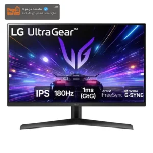 Monitor Gamer LG UltraGear 27” IPS, 180Hz, 1ms (GtG), NVIDIA G-SYNC , AMD FreeSync, HDR10, sRGB 99% - 27GS60F-B - Imagem 1
