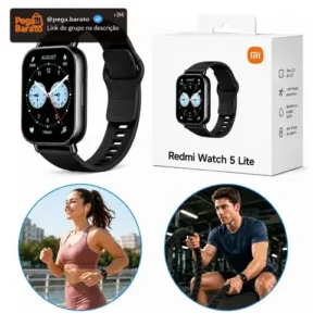 Relógio Smartwatch Redmi Watch 5 Active Lite Xiaomi Preto Prateado - Imagem 1