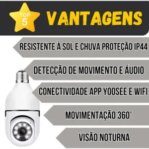Câmera Lâmpada De Segurança Wifi Ip App Yoosee Visão Noturna - Imagem 3
