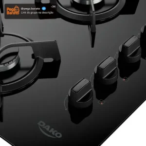 Cooktop 4 Bocas Dako Supreme Com Mesa de Vidro e Tripla Chama Preto Bivolt - Imagem 1