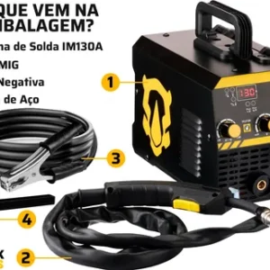 Máquina Inversora De Solda Digital Mig 130a Sem Gás C/ Tocha - Imagem 5