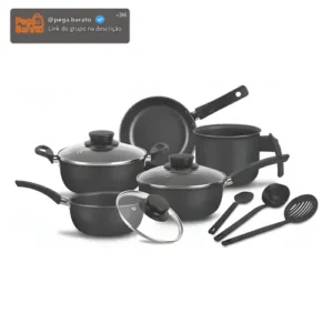 Conjunto de panelas 8 peças preto Alumínio Imperial Elegant - Imagem 1