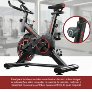 Bicicleta Ergométrica Bike Spinning Redfin Residencial Vertical Roda Inércia 6kg Resistência Ajustável Display Lcd Treino Emagrecimento Condicionamento Físico Silenciosa Compacta Para Casa Academia - Imagem 6