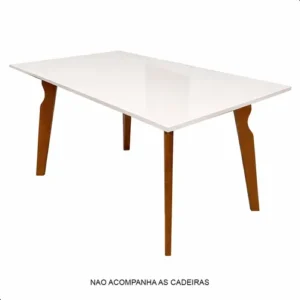Mesa Jantar Bella Off White Mdf Com Pés De Madeira Moderna - Imagem 5