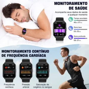 Smartwatch NOVANTE HT 1288 tela de 1.83" com pulseira de silicone - cor preto - Imagem 4
