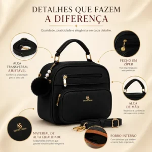Bolsa Bag Feminina Média Baú Elegante Alça Ombro E Tiracolo - Imagem 2