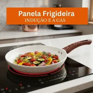 Frigideira De Indução Cerâmica Não Gruda Antiaderente Frita Sem Óleo Grande Fogão A Gás Indução Cooktop Elétrico Panela 24cm Creme Pítia - Imagem 3