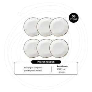 Conjunto De 6 Pratos Fundos 22,5cm Ryo Maresia - Imagem 2