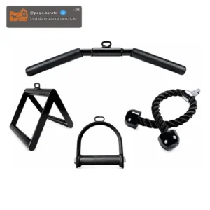 Kit Musculação Curvo Corda Estribo Triângulo Academia - Imagem 1