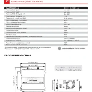 Modulo Amplificador Soundigital Sd800.4 800w Evo6 4 Canais Cor Preto - Imagem 7