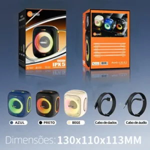 Caixa de Som Portatil Bluetooth, Rádio Fm, Subwoofer Ativo, Boombox, On The Go, Estéreo Hifi, com Rgb, Tws 1+1, Bateria 8 Horas, Caixa de Som 2.1, Cor Azul Marinho - Imagem 10