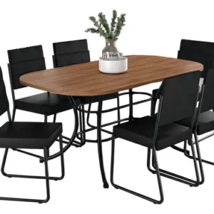 Conjunto Sala De Jantar Carraro Com Mesa E 6 Cadeiras Preto Fenix Carraro - Imagem 3